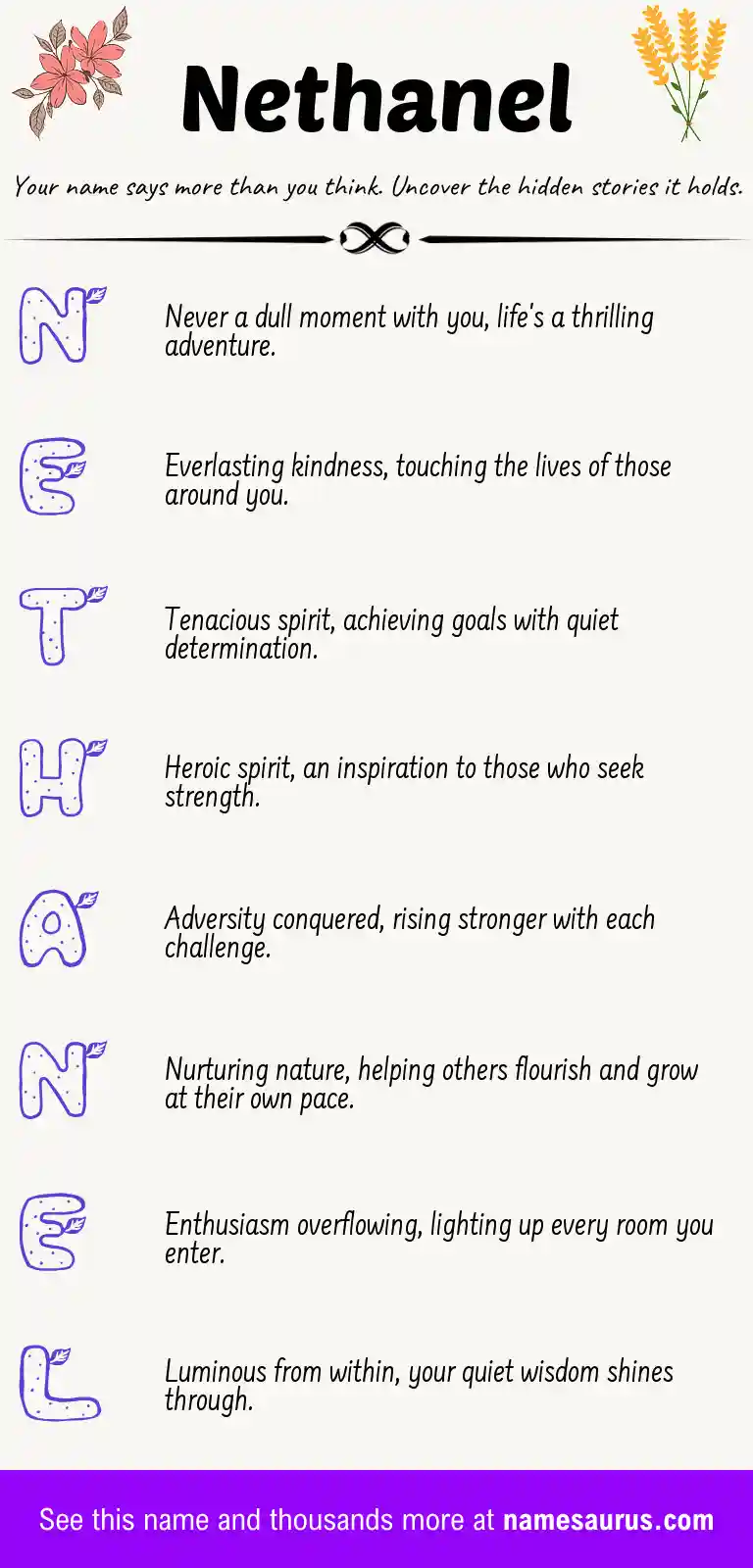 Acrostic poem about Nethanel.
