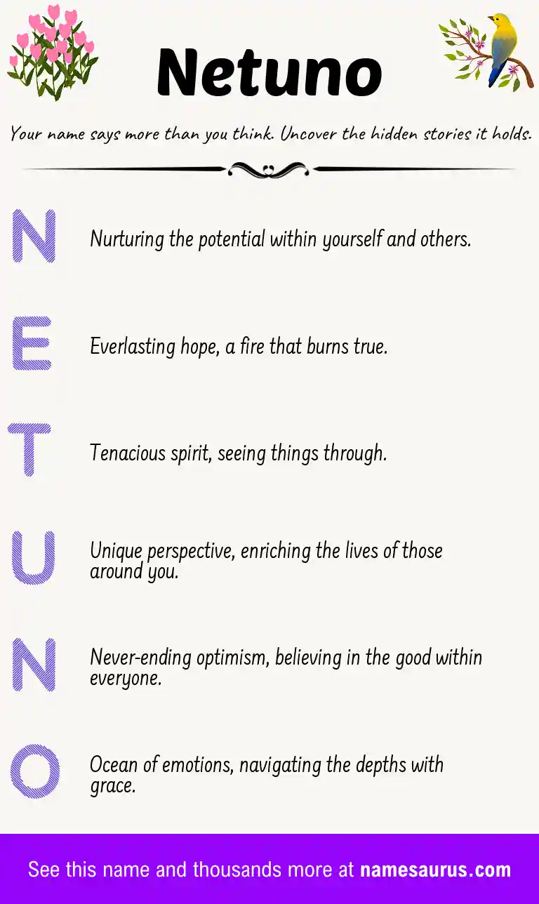 Acrostic poem about Netuno.