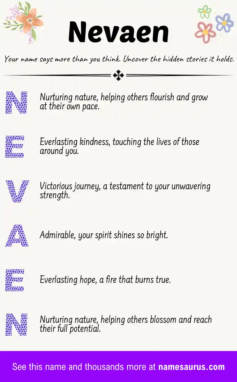 Acrostic poem about Nevaen.