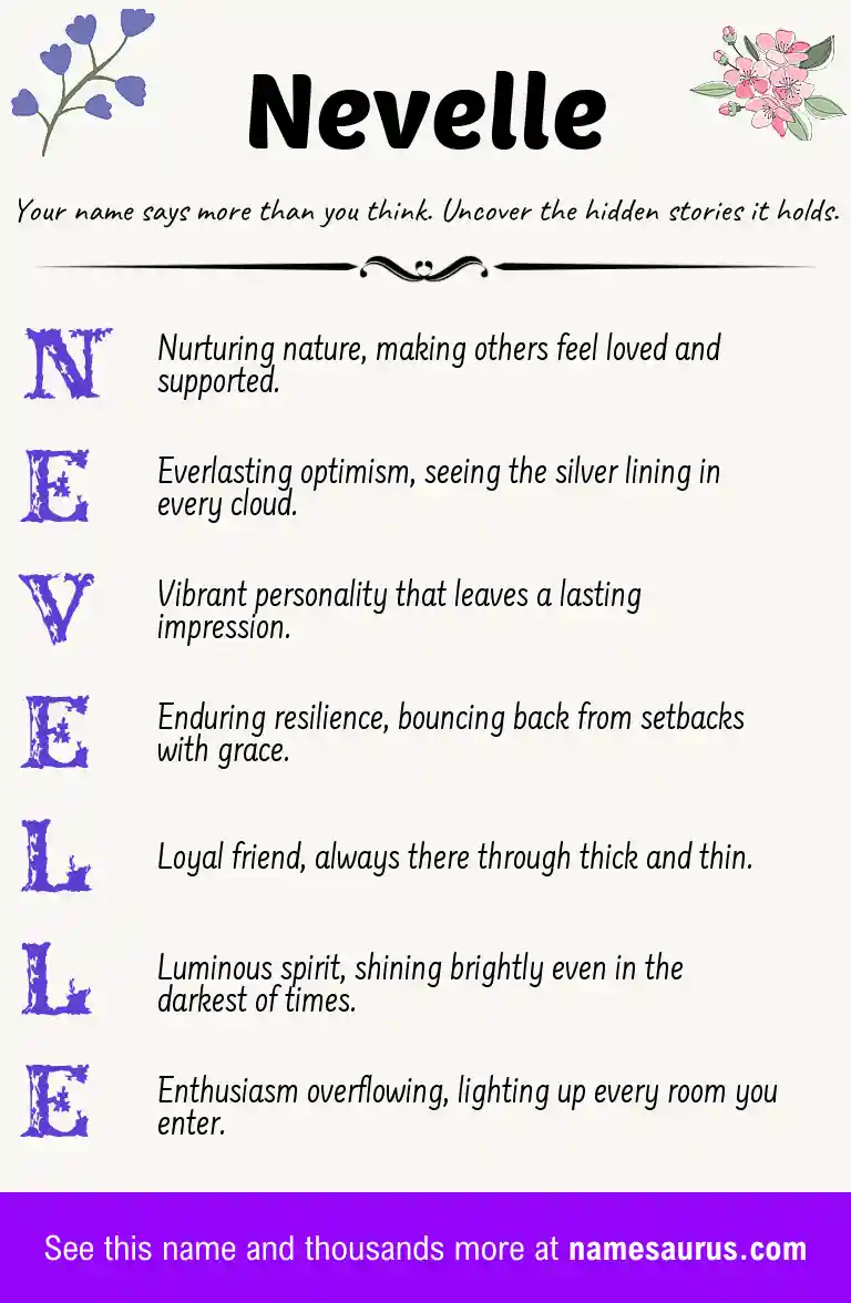 Acrostic poem about Nevelle.