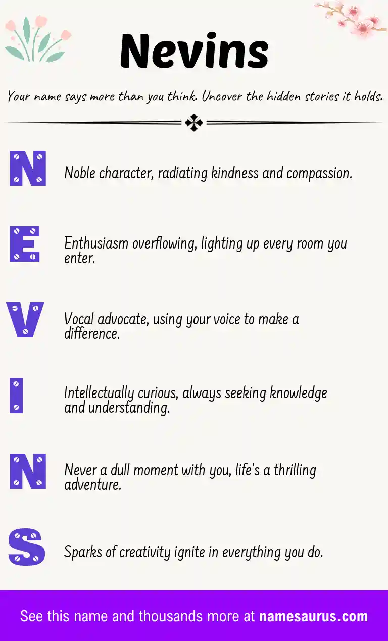 Acrostic poem about Nevins.