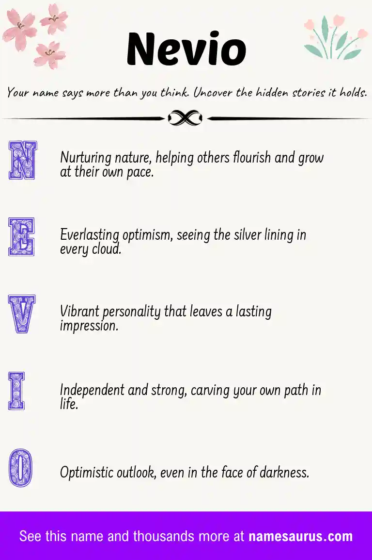 Acrostic poem about Nevio.