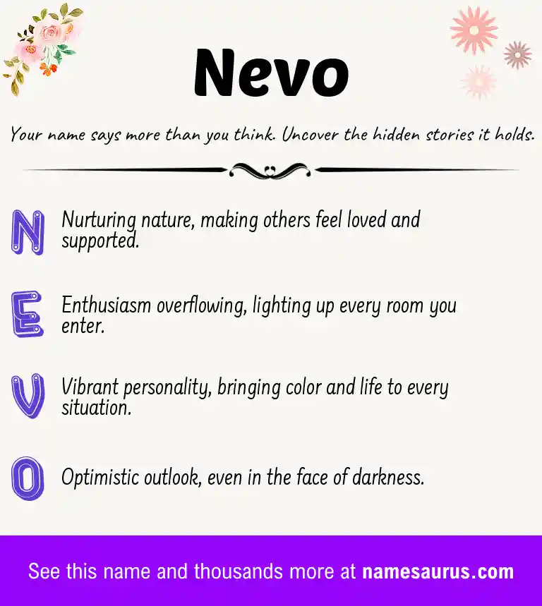 Acrostic poem about Nevo.