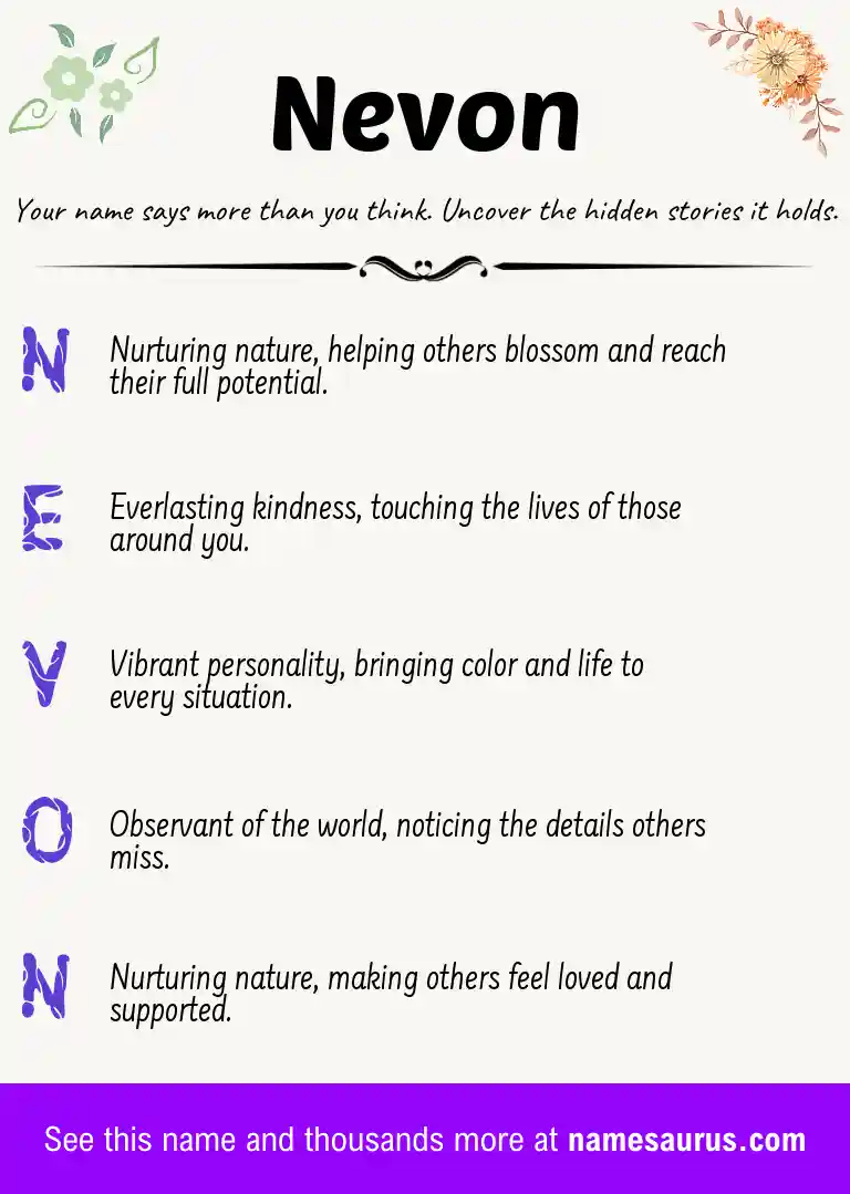 Acrostic poem about Nevon.