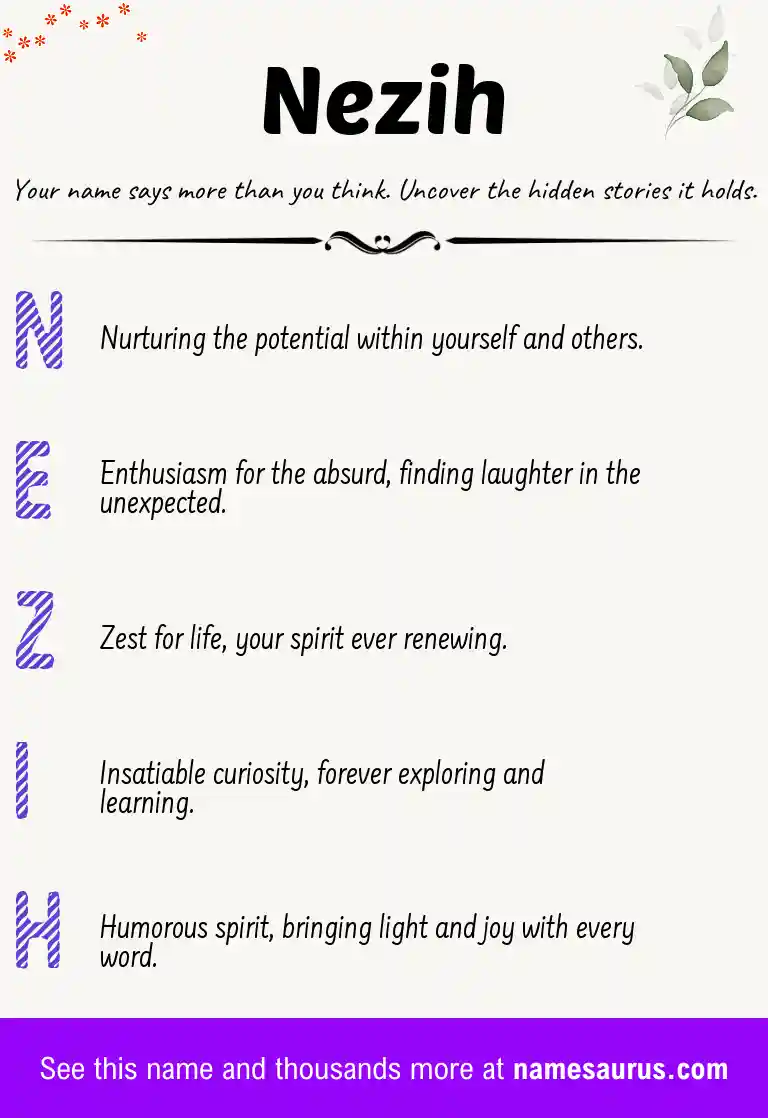 Acrostic poem about Nezih.