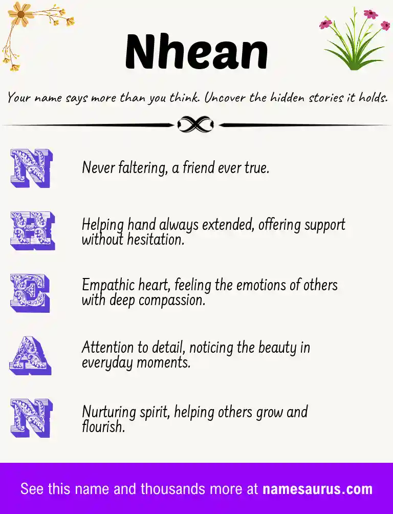 Acrostic poem about Nhean.