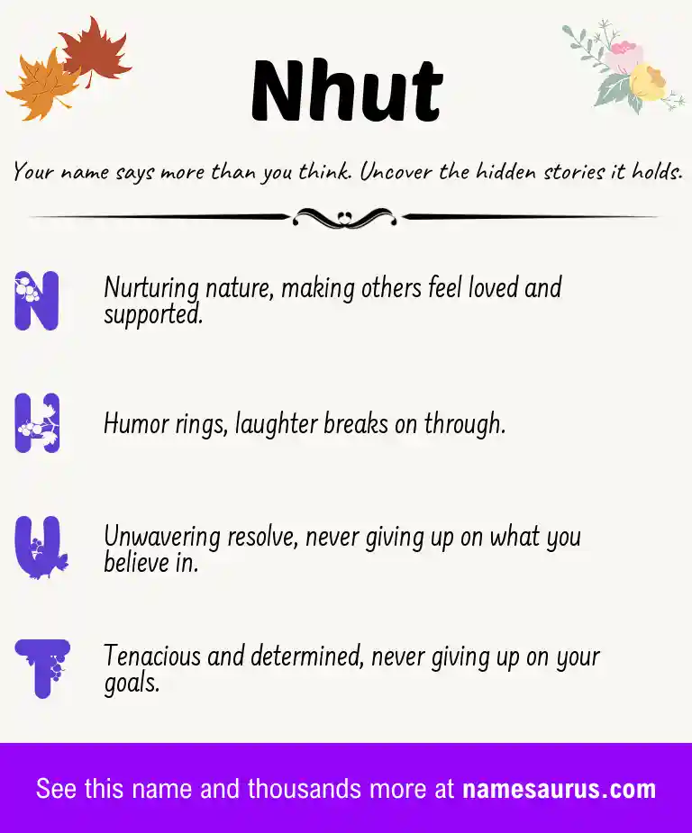 Acrostic poem about Nhut.
