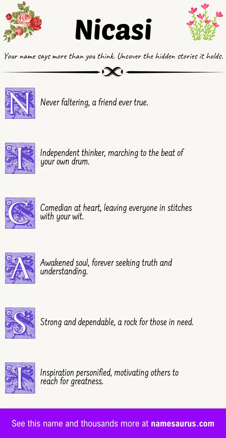 Acrostic poem about Nicasi.
