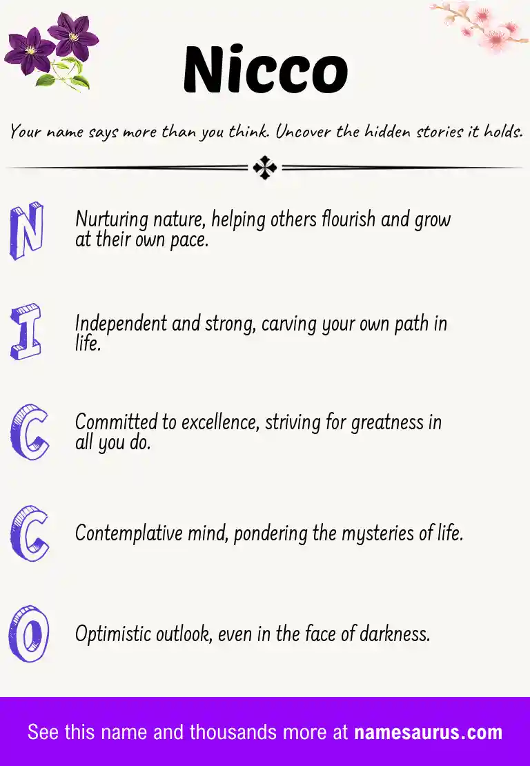 Acrostic poem about Nicco.