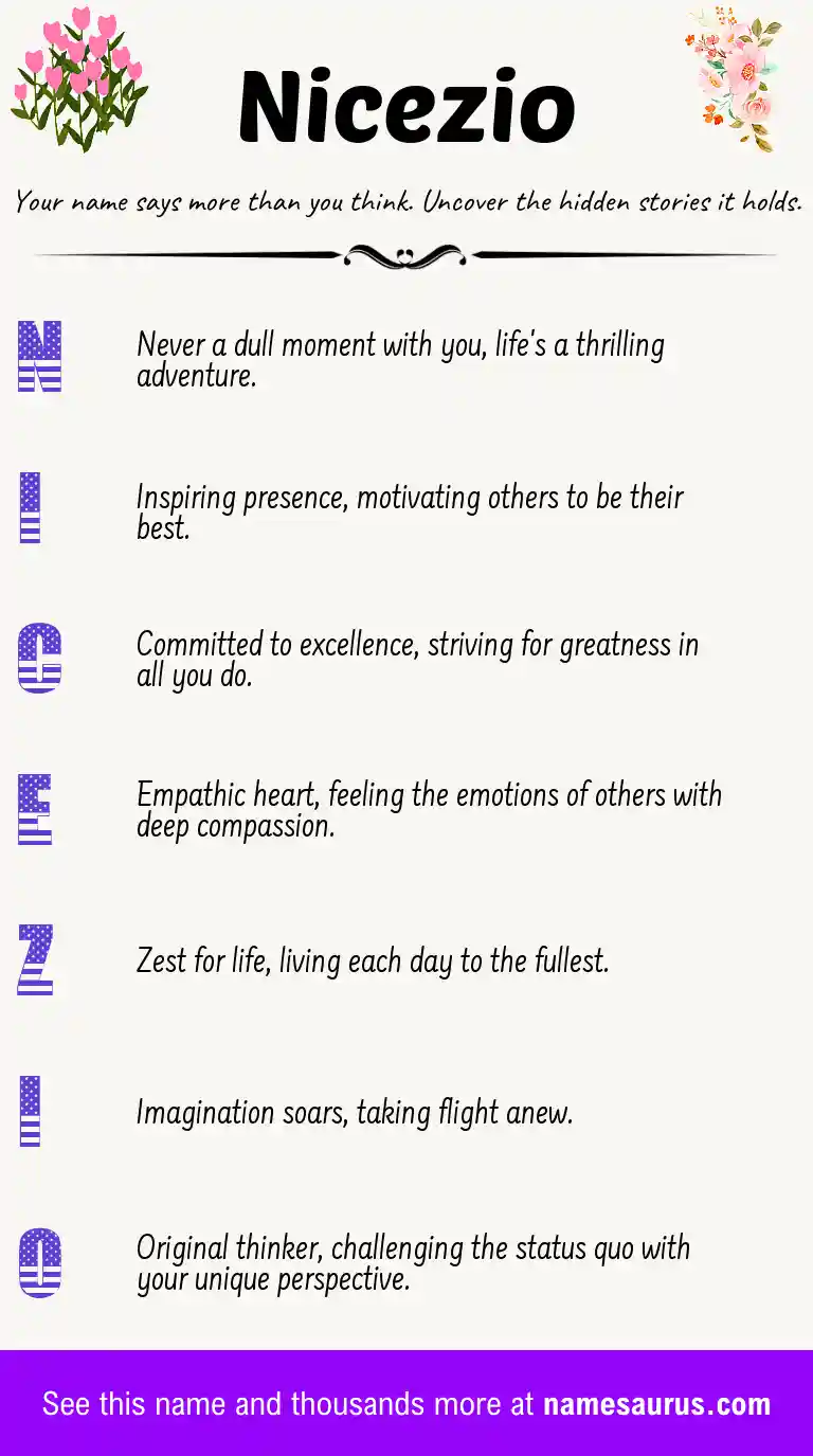 Acrostic poem about Nicezio.
