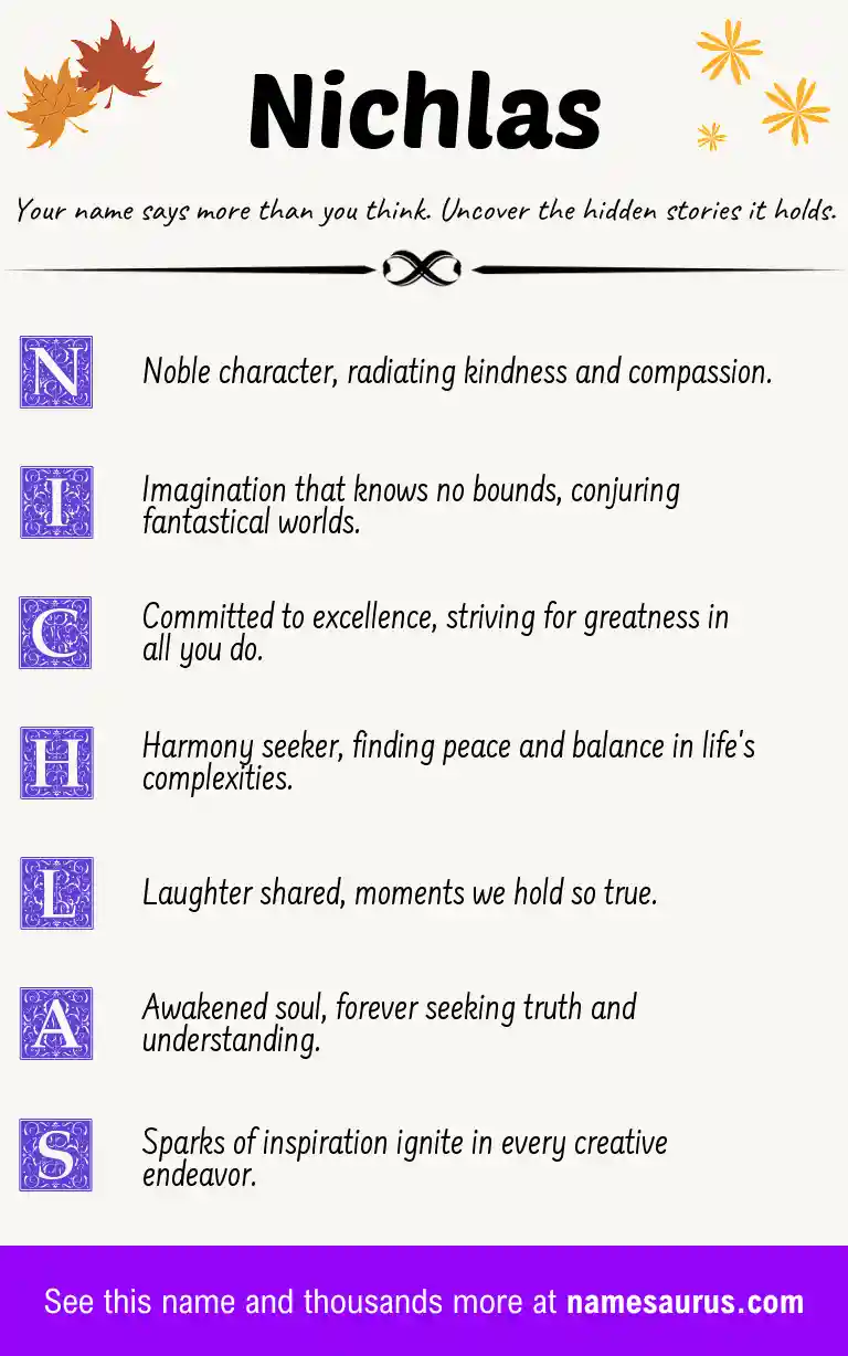 Acrostic poem about Nichlas.