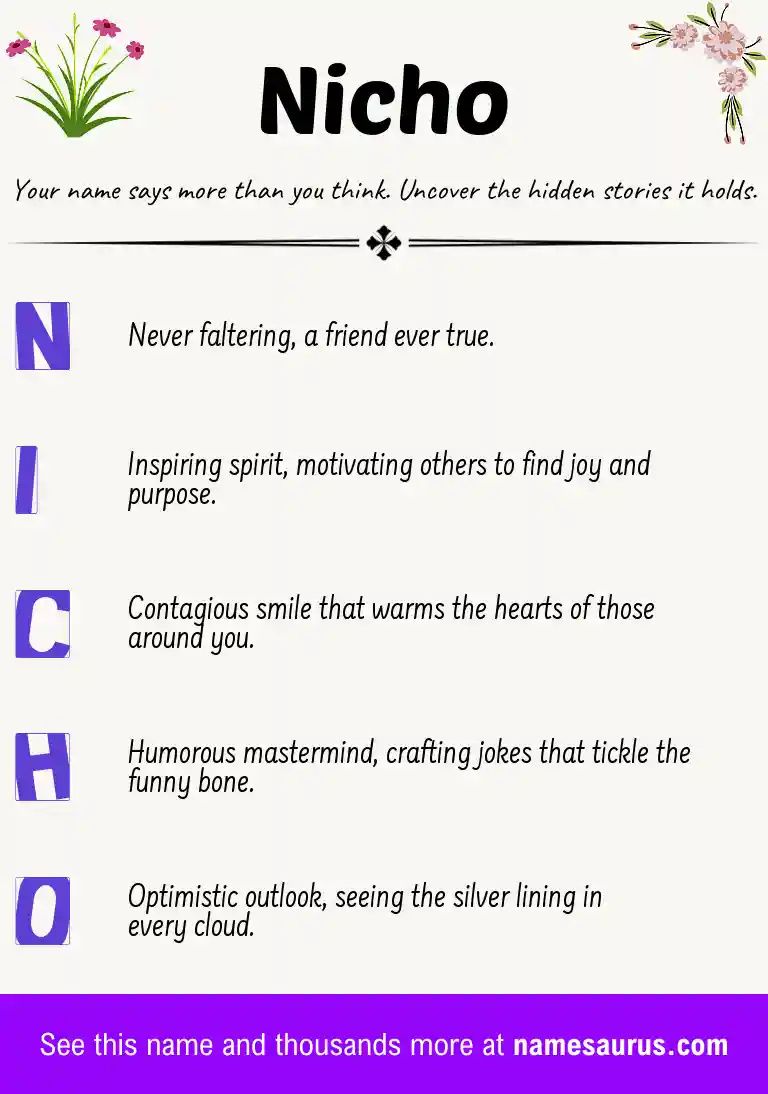 Acrostic poem about Nicho.
