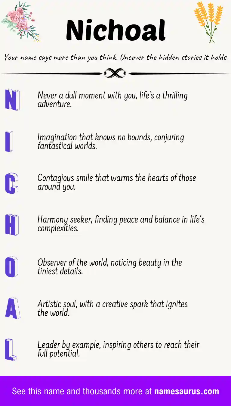 Acrostic poem about Nichoal.
