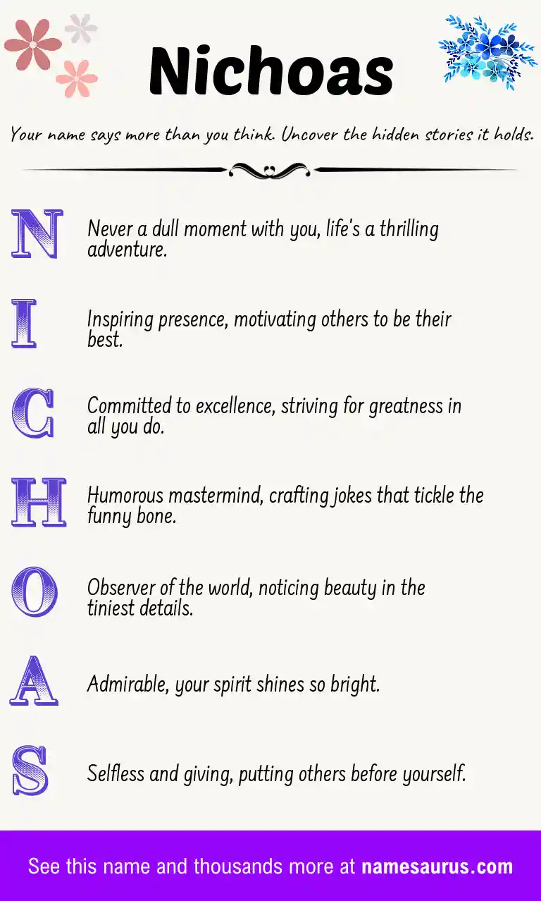 Acrostic poem about Nichoas.
