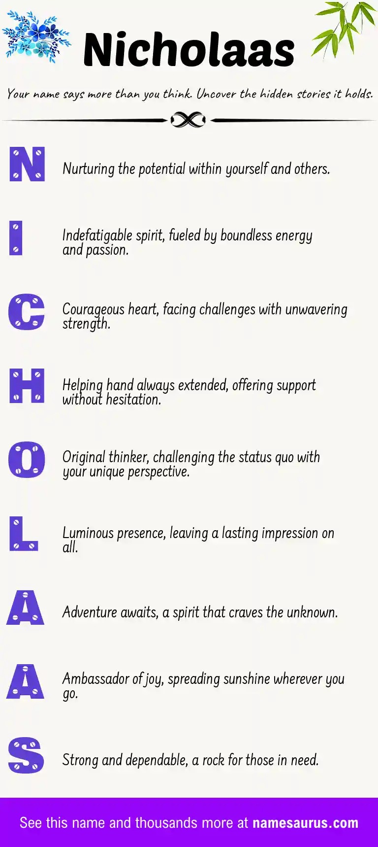 Acrostic poem about Nicholaas.
