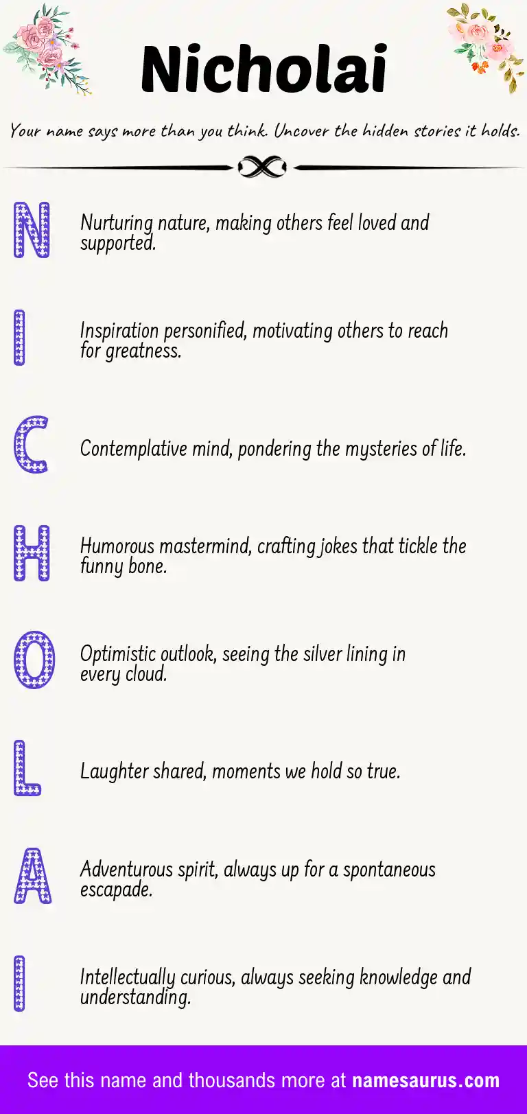 Acrostic poem about Nicholai.