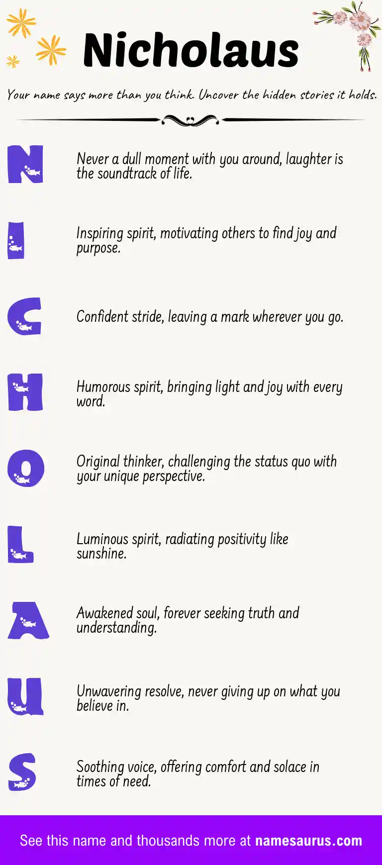 Acrostic poem about Nicholaus.