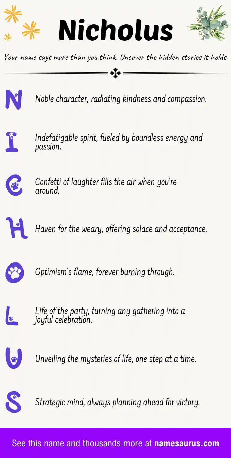Acrostic poem about Nicholus.