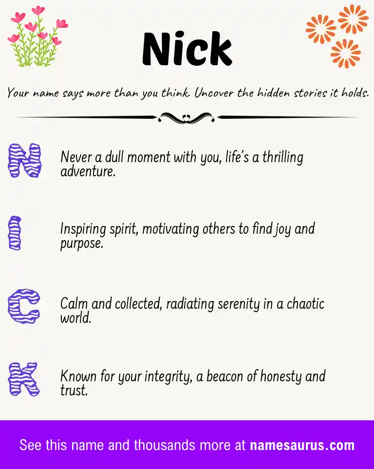 Acrostic poem about Nick.
