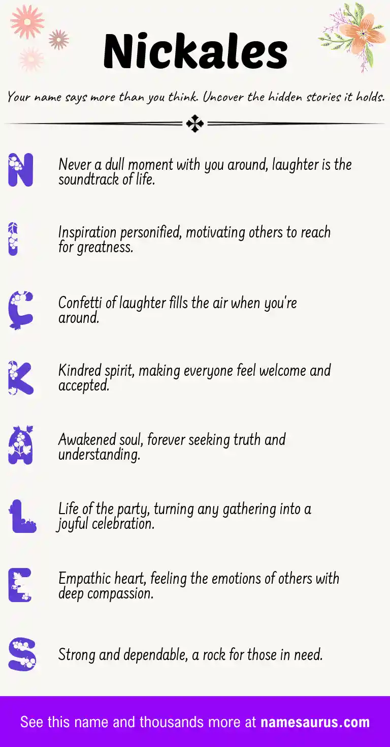 Acrostic poem about Nickales.