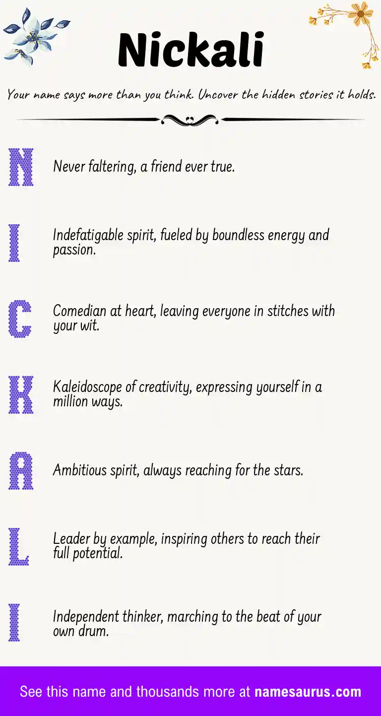 Acrostic poem about Nickali.