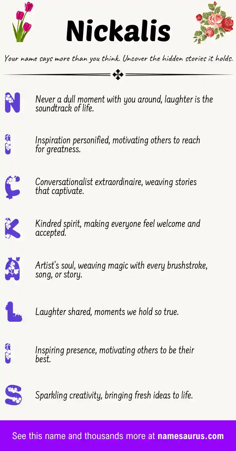 Acrostic poem about Nickalis.