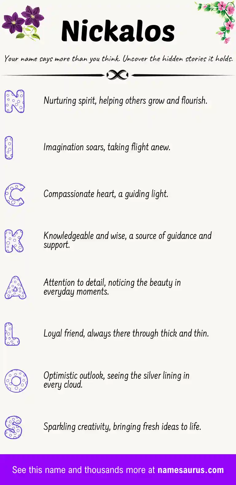 Acrostic poem about Nickalos.