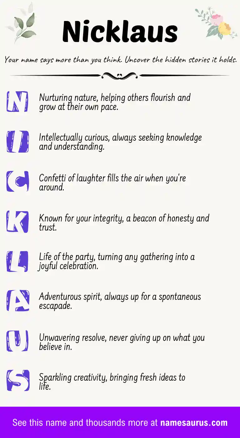 Acrostic poem about Nicklaus.