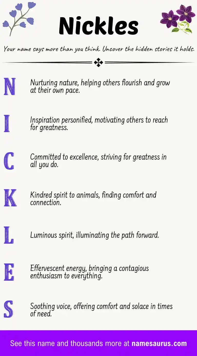 Acrostic poem about Nickles.