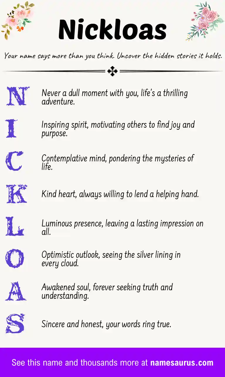 Acrostic poem about Nickloas.