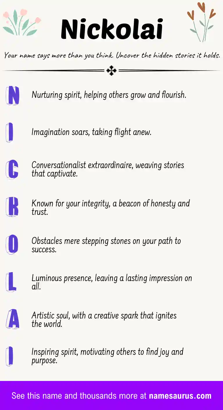 Acrostic poem about Nickolai.