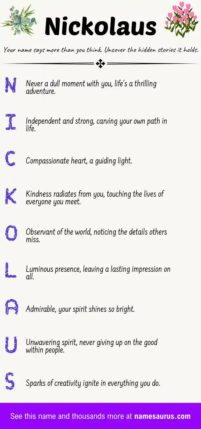 Acrostic poem about Nickolaus.
