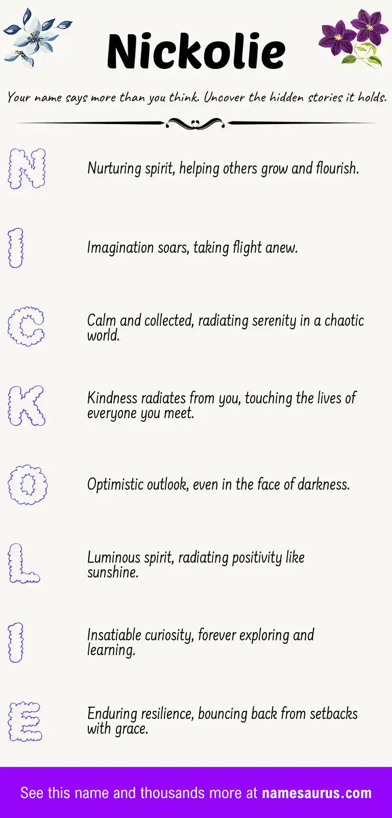 Acrostic poem about Nickolie.