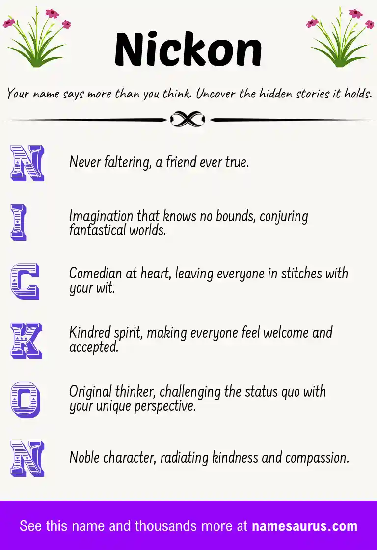 Acrostic poem about Nickon.