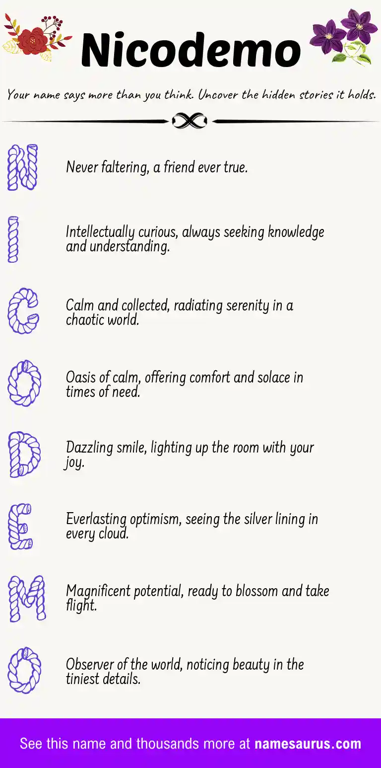 Acrostic poem about Nicodemo.