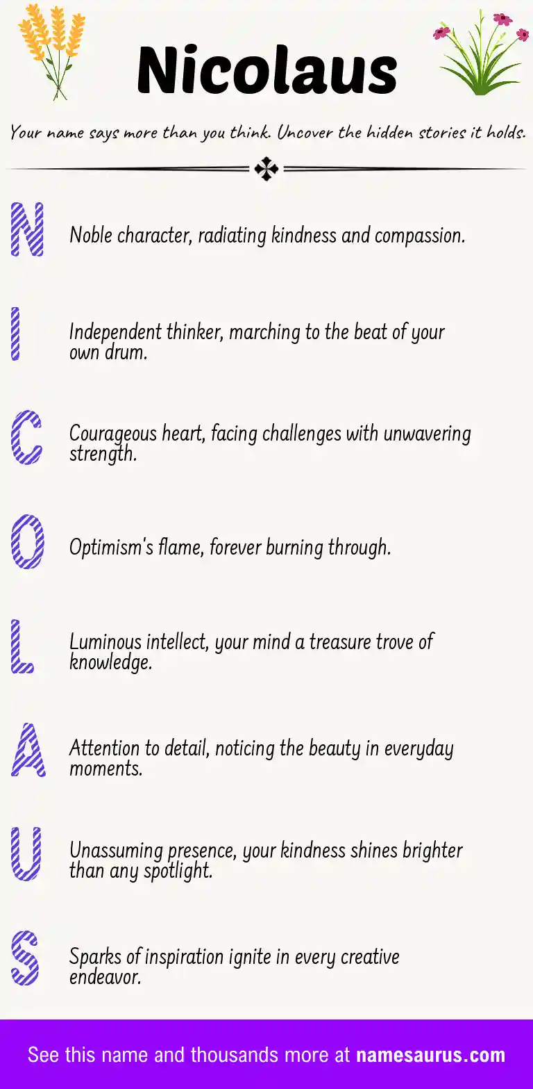 Acrostic poem about Nicolaus.