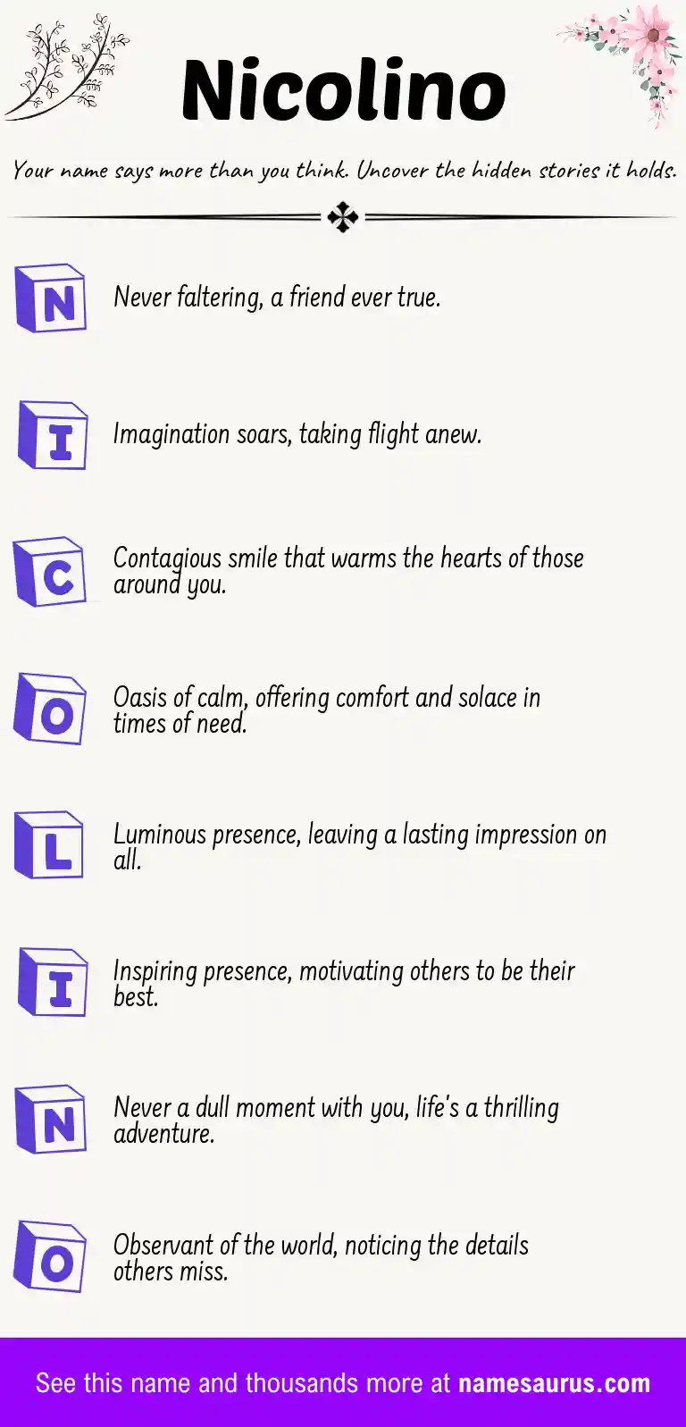 Acrostic poem about Nicolino.