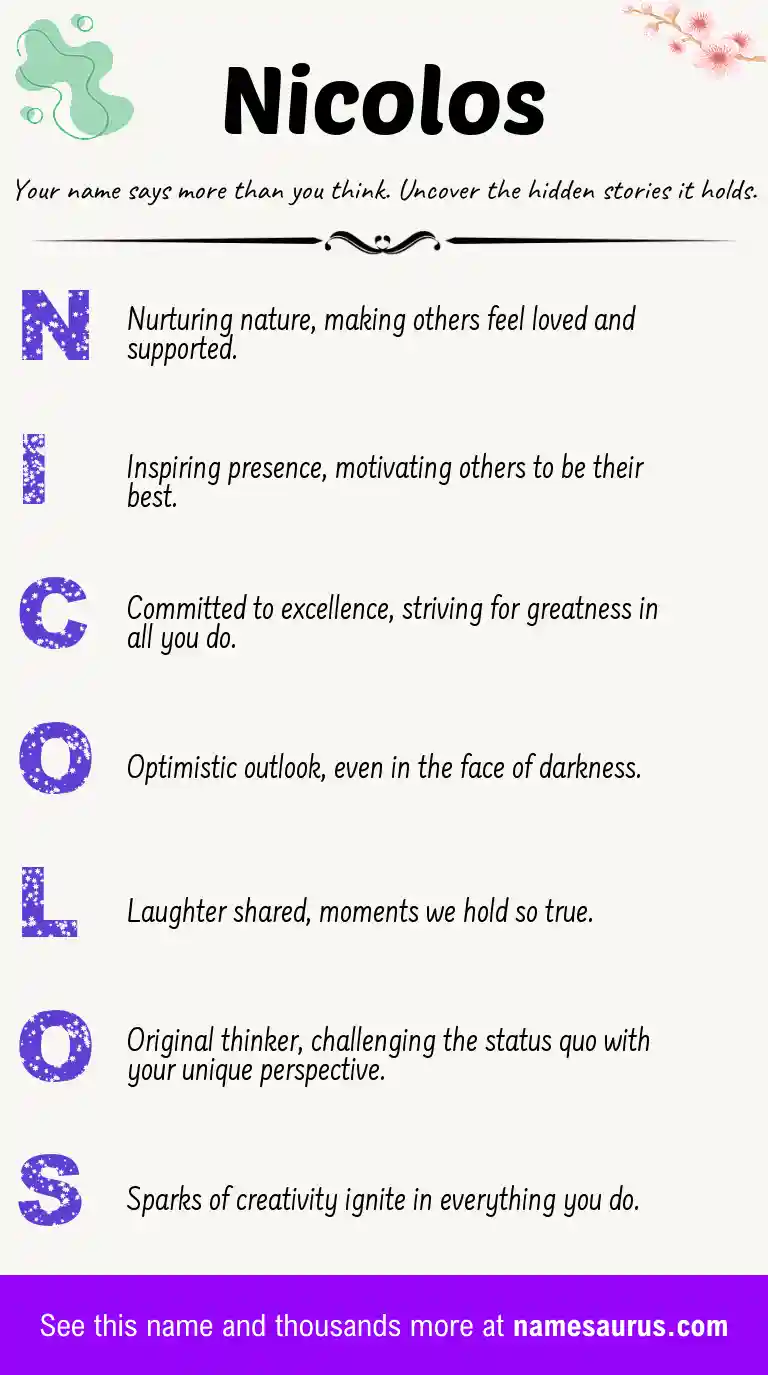 Acrostic poem about Nicolos.