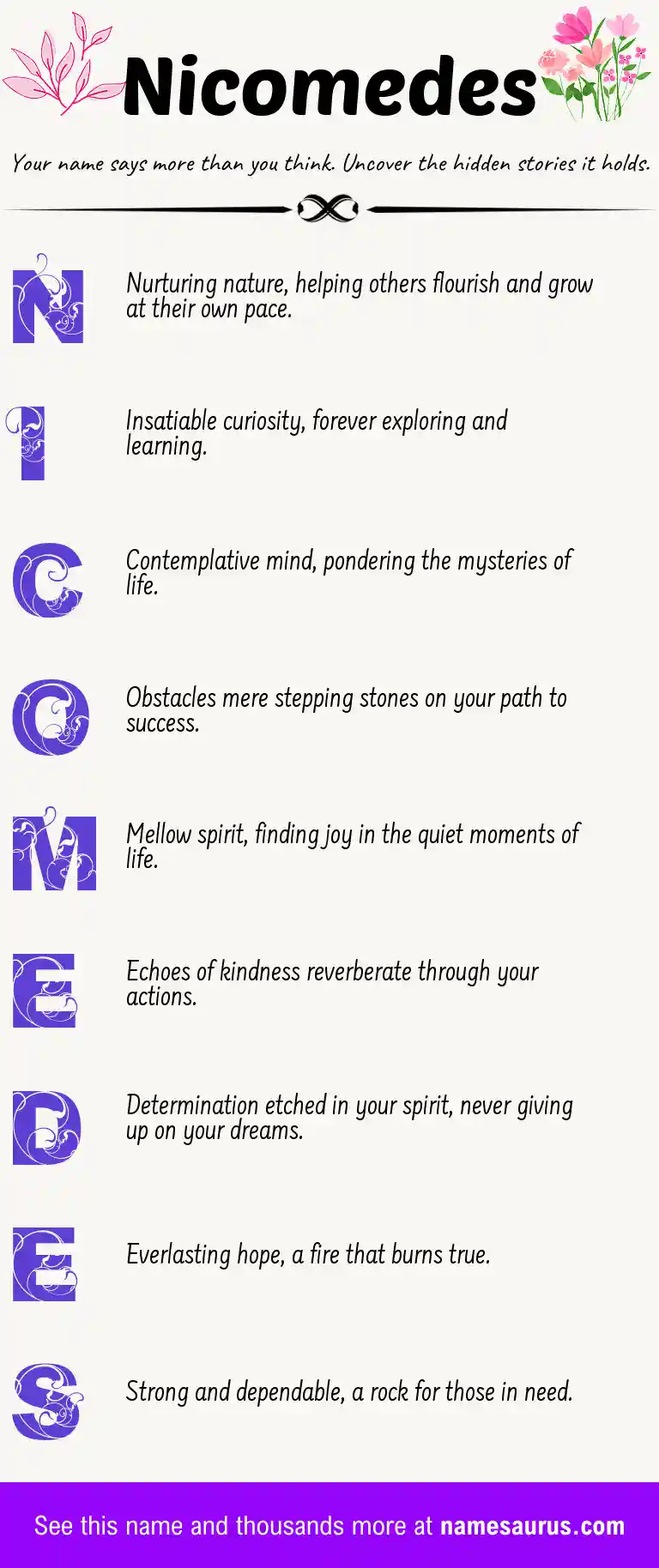 Acrostic poem about Nicomedes.