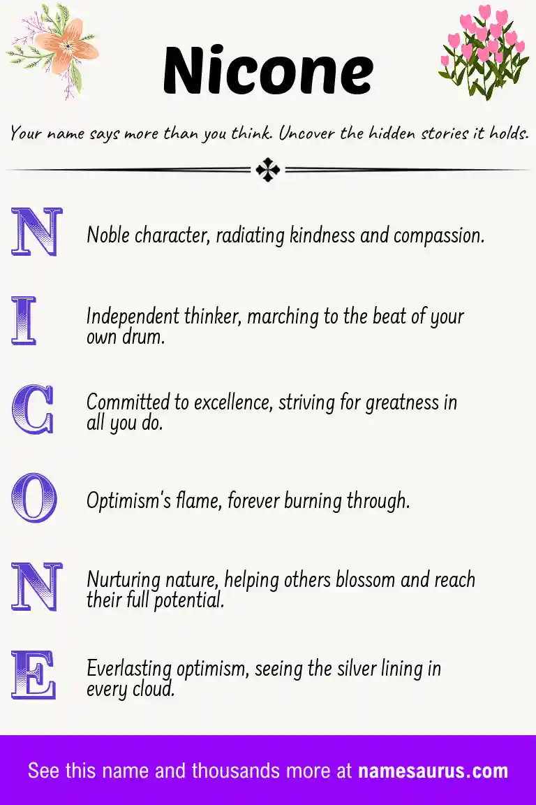 Acrostic poem about Nicone.