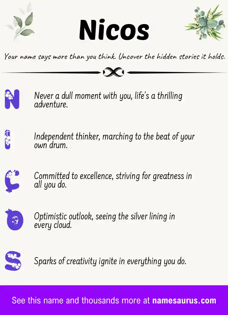 Acrostic poem about Nicos.