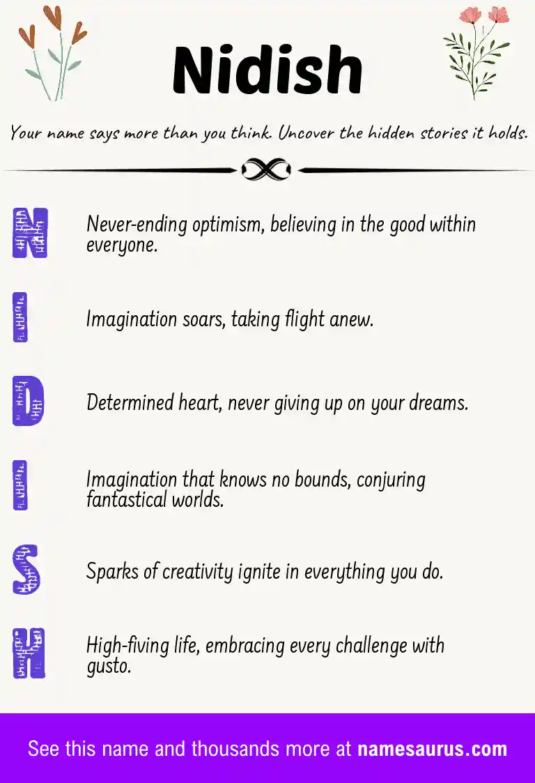 Acrostic poem about Nidish.