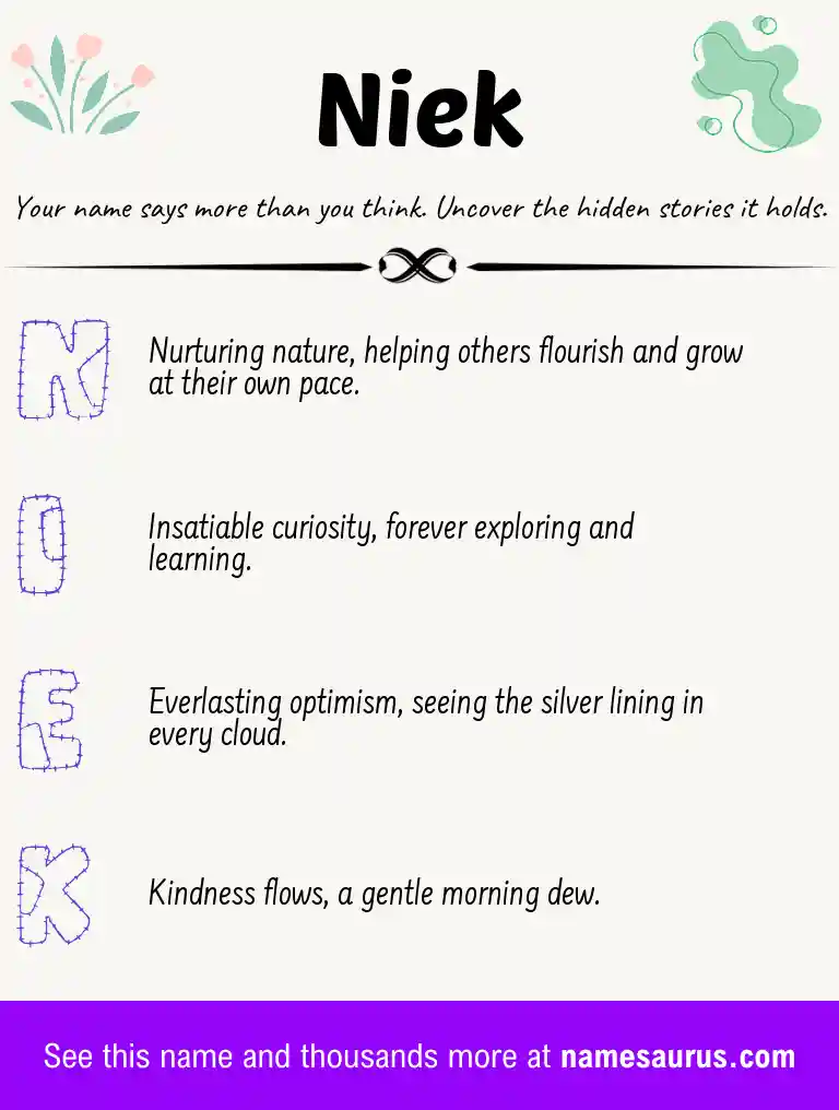 Acrostic poem about Niek.