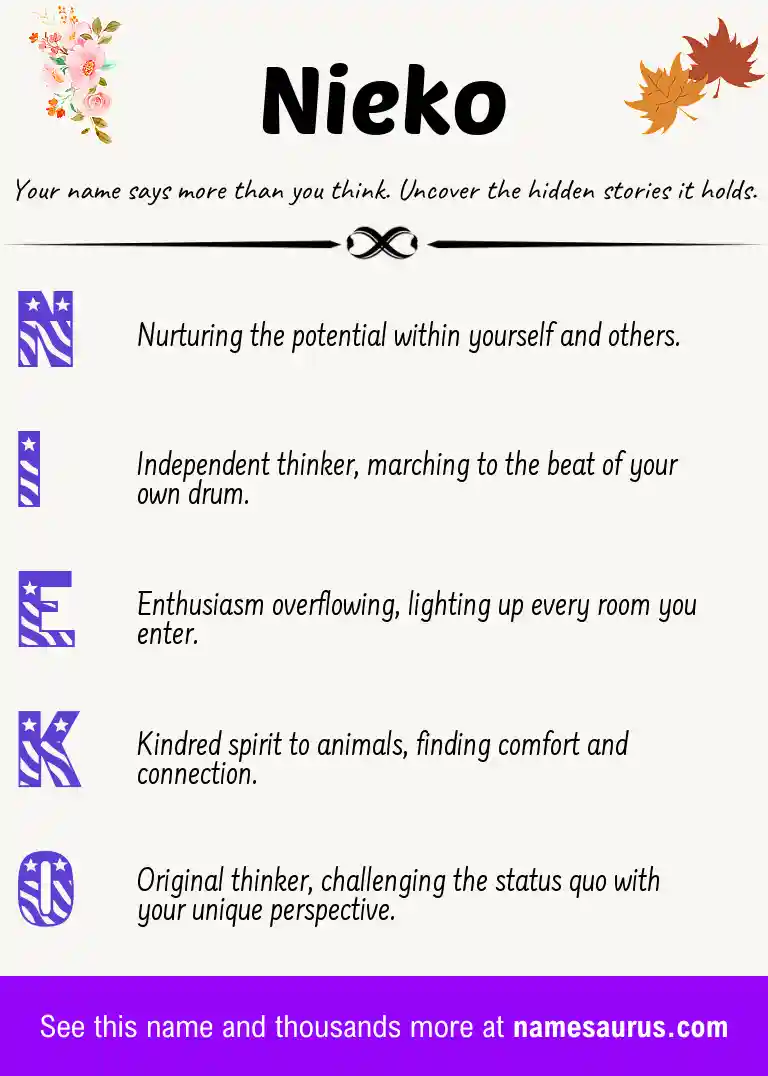 Acrostic poem about Nieko.