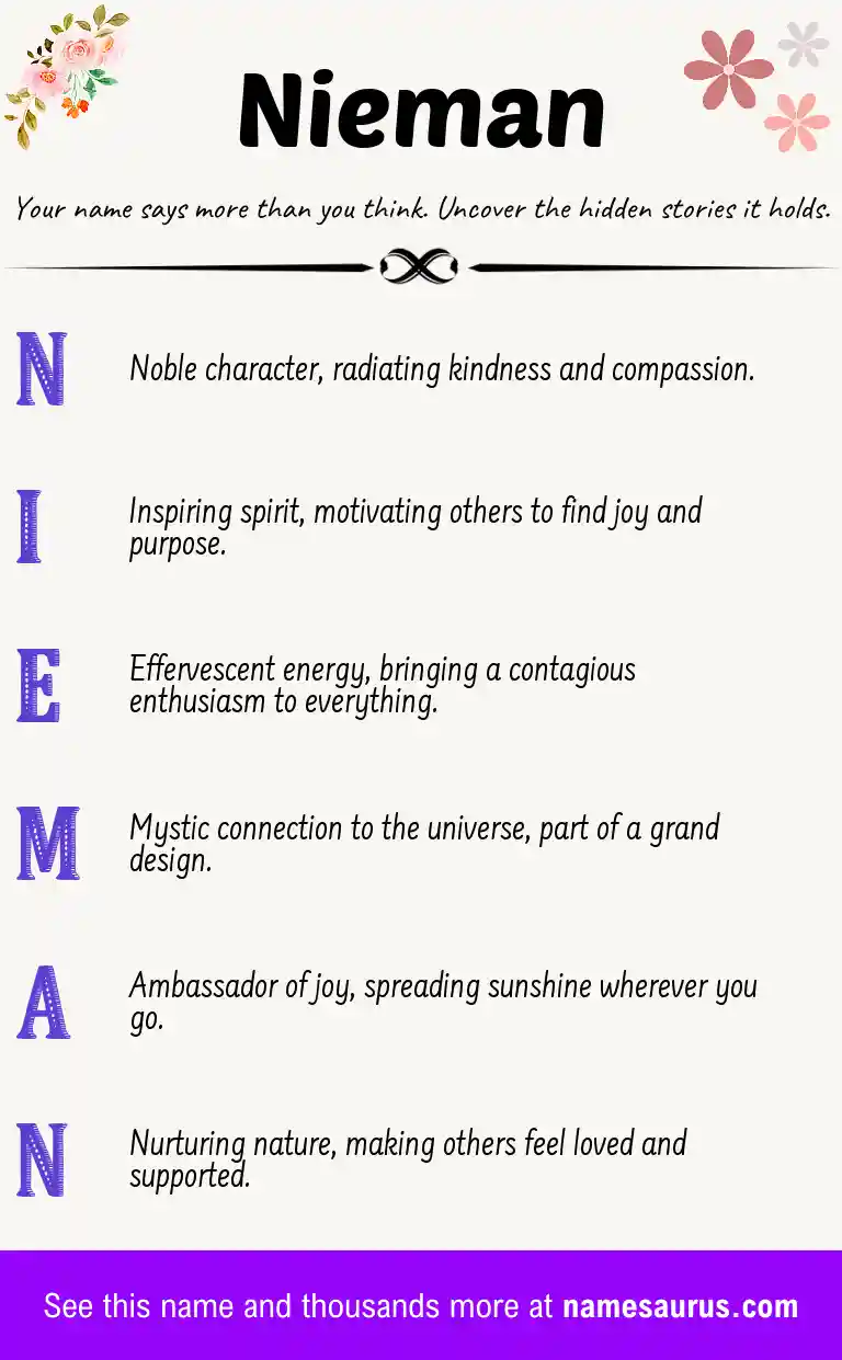 Acrostic poem about Nieman.
