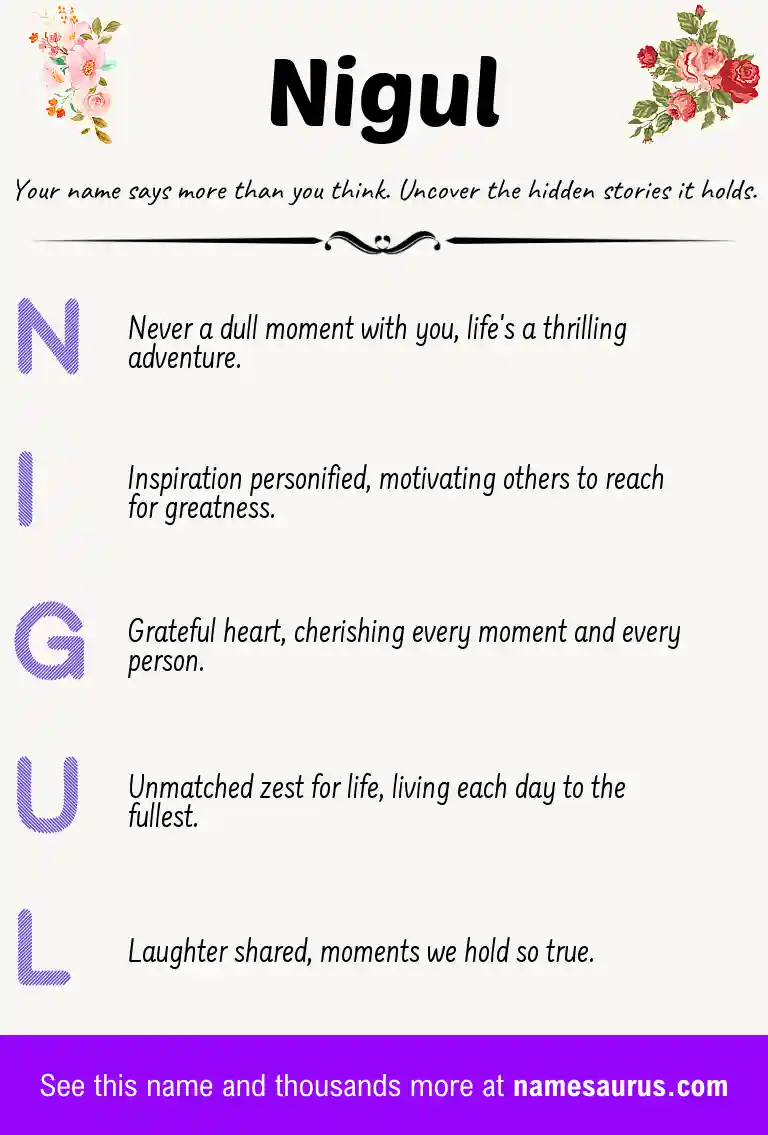Acrostic poem about Nigul.