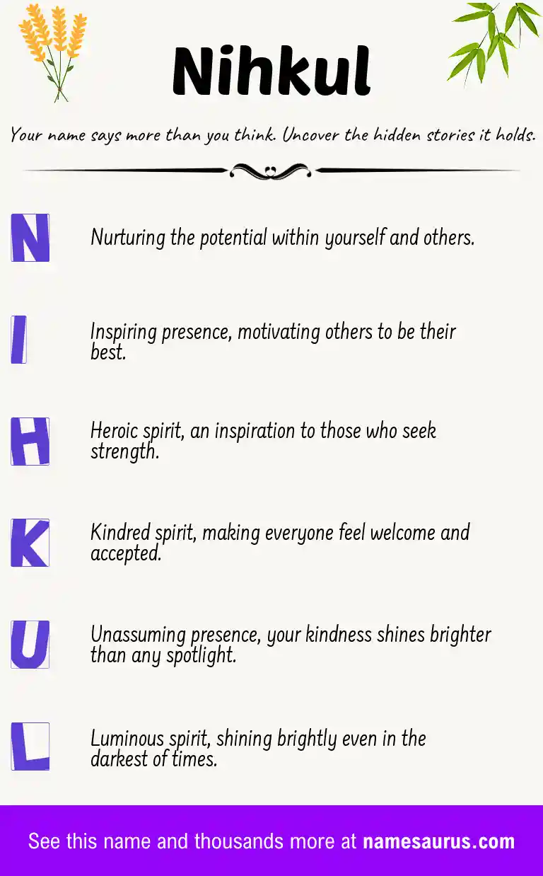 Acrostic poem about Nihkul.