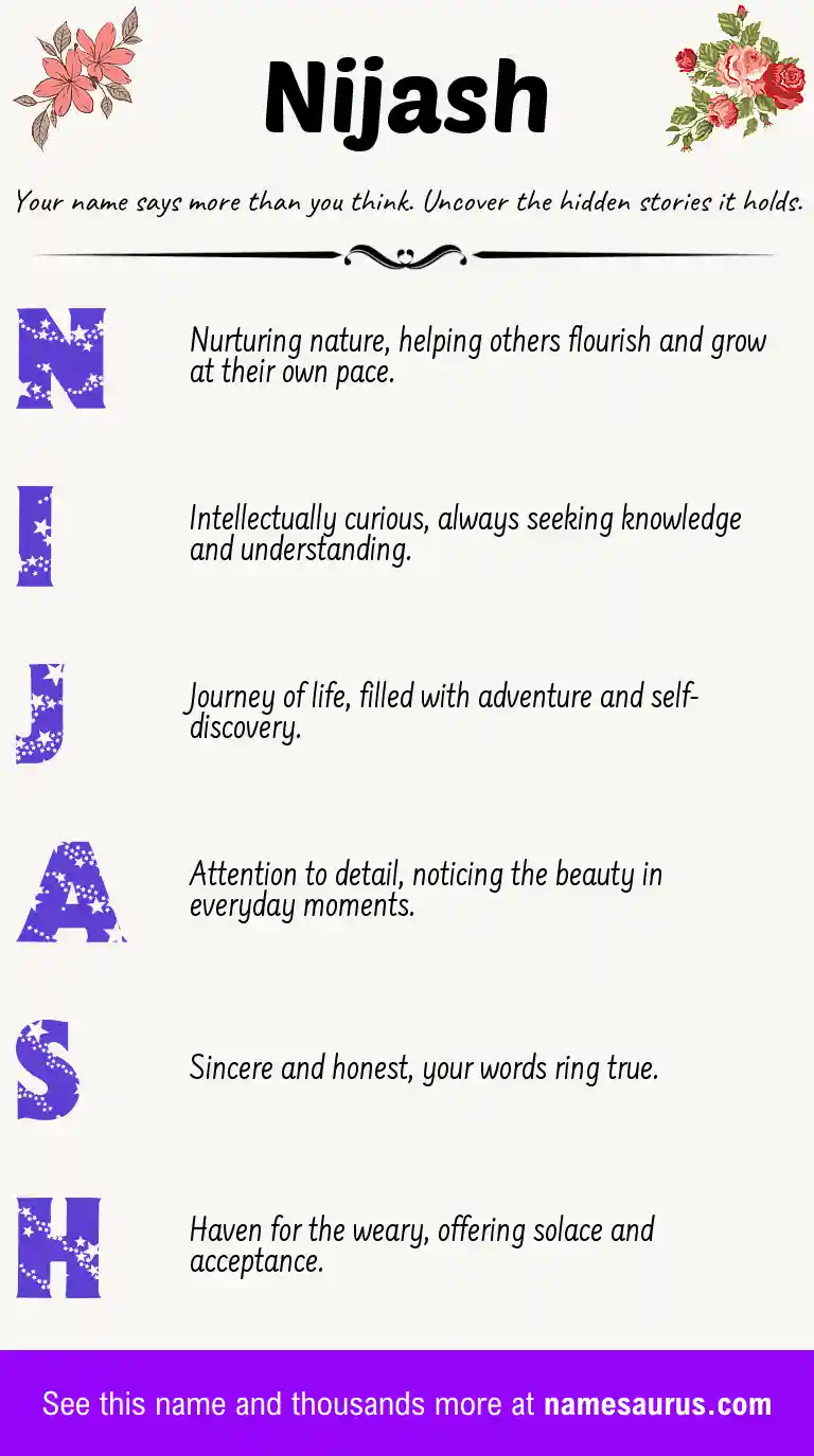 Acrostic poem about Nijash.