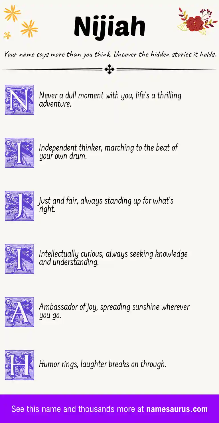 Acrostic poem about Nijiah.