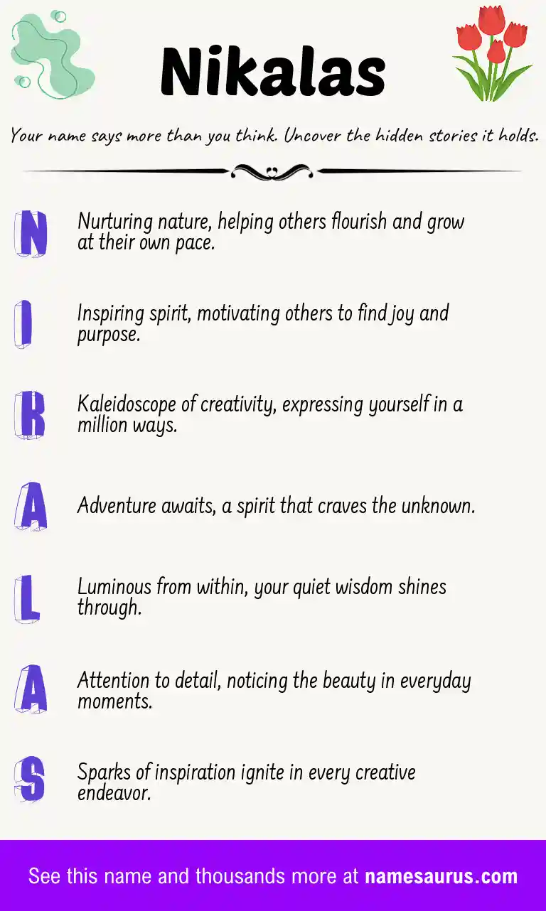 Acrostic poem about Nikalas.